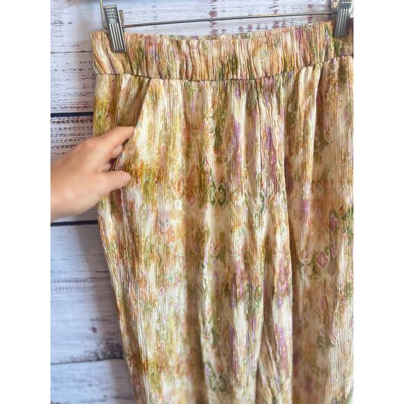 Zara crinkle effect wide leg cropped trousers multicolored abstract tie -dye SML - Picture 5 of 11